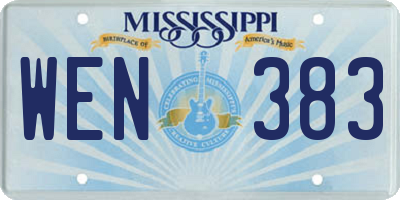 MS license plate WEN383