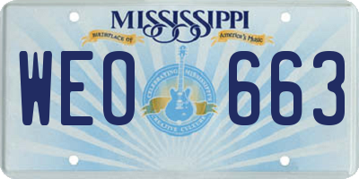MS license plate WEO663