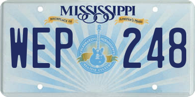 MS license plate WEP248