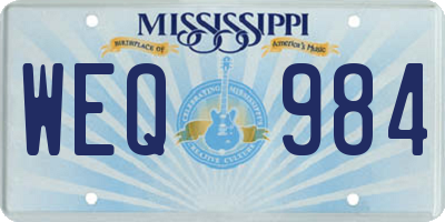 MS license plate WEQ984
