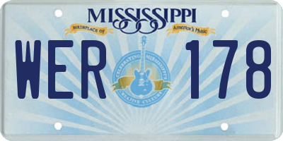 MS license plate WER178
