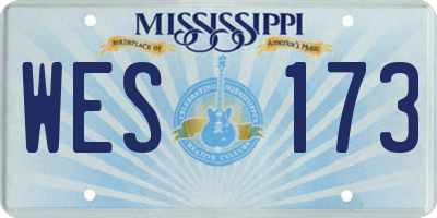 MS license plate WES173