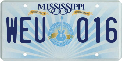 MS license plate WEU016