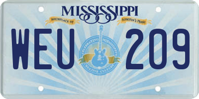 MS license plate WEU209