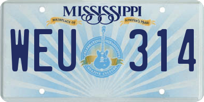 MS license plate WEU314