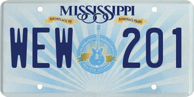 MS license plate WEW201