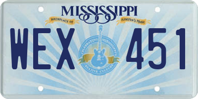 MS license plate WEX451