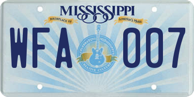 MS license plate WFA007