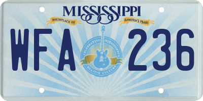 MS license plate WFA236