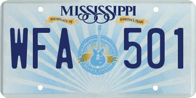 MS license plate WFA501