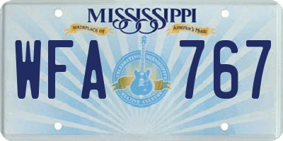 MS license plate WFA767