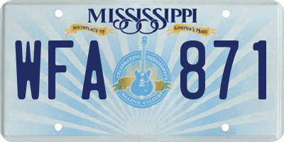 MS license plate WFA871