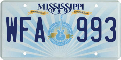 MS license plate WFA993