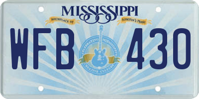 MS license plate WFB430