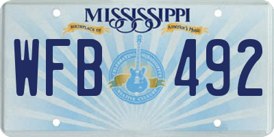 MS license plate WFB492