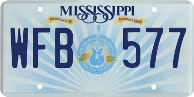 MS license plate WFB577