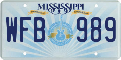 MS license plate WFB989