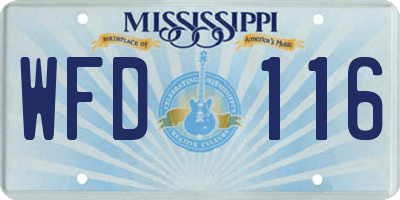 MS license plate WFD116