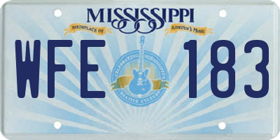 MS license plate WFE183