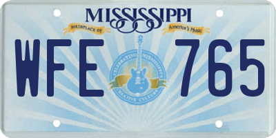 MS license plate WFE765