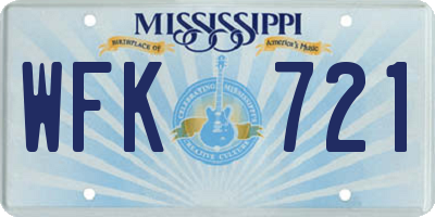 MS license plate WFK721