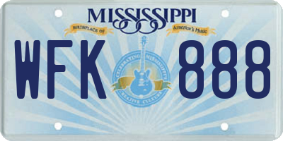 MS license plate WFK888