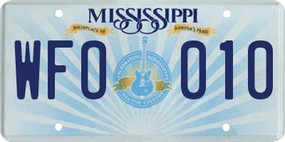 MS license plate WFO010