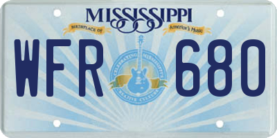 MS license plate WFR680