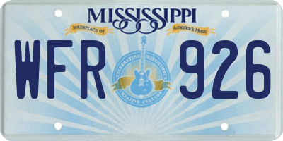 MS license plate WFR926
