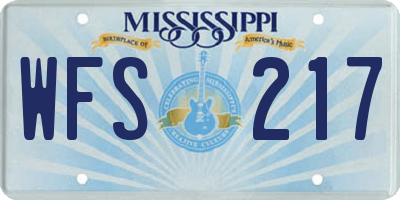 MS license plate WFS217