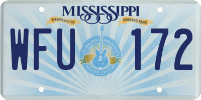 MS license plate WFU172