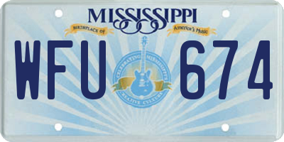 MS license plate WFU674