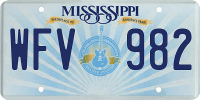 MS license plate WFV982