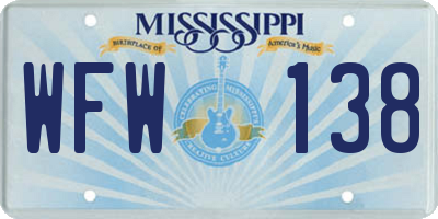 MS license plate WFW138