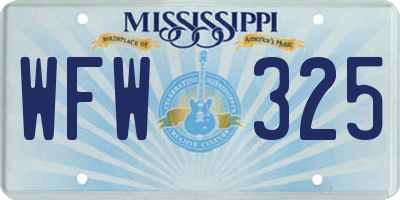 MS license plate WFW325