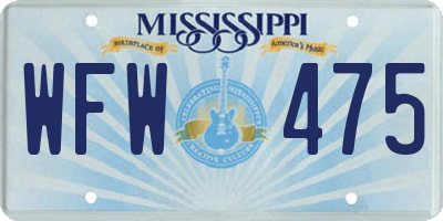 MS license plate WFW475