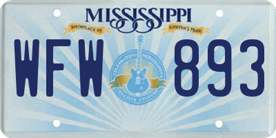 MS license plate WFW893