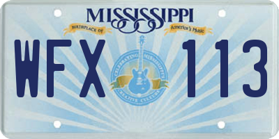 MS license plate WFX113