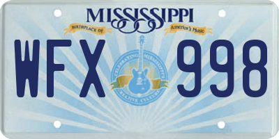 MS license plate WFX998
