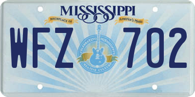 MS license plate WFZ702