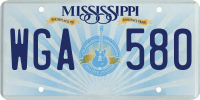 MS license plate WGA580
