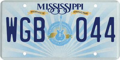 MS license plate WGB044