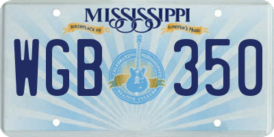 MS license plate WGB350