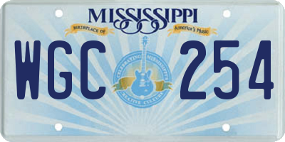 MS license plate WGC254