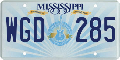 MS license plate WGD285
