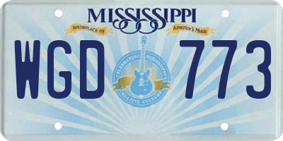 MS license plate WGD773