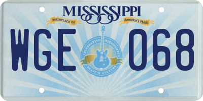 MS license plate WGE068
