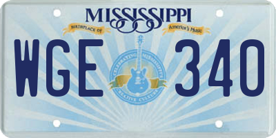 MS license plate WGE340