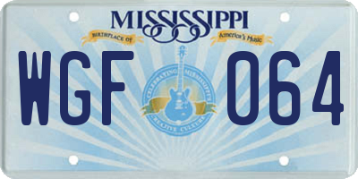 MS license plate WGF064