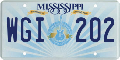 MS license plate WGI202